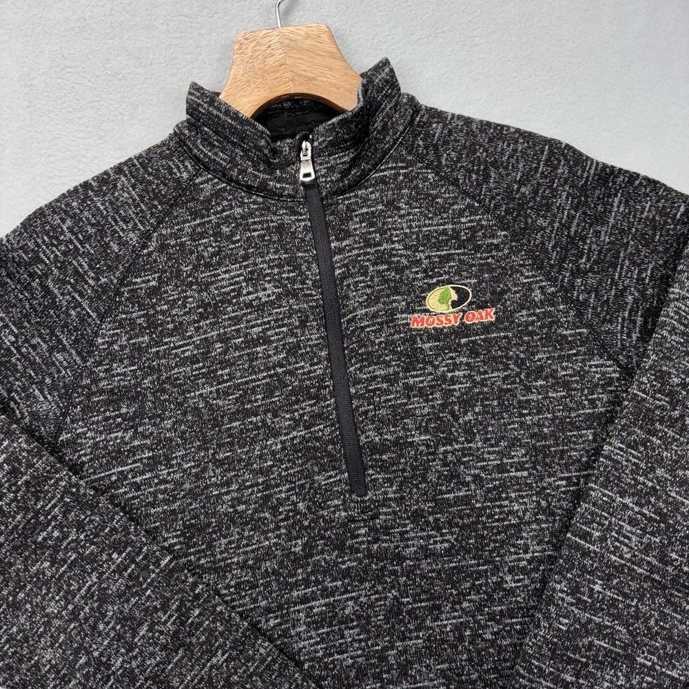 Mossy Oak Fleece Sweater Mens M Quarter zip Pullover‎ Long Sleeves Black/gray